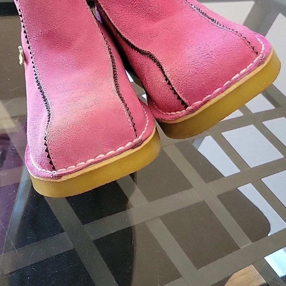 Girls Winter L'Amour Fiore Tall Faux Suede Boot Applique Flowers Hot Pink Zipper